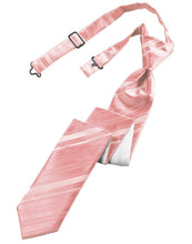 Cardi Pre-Tied Coral Striped Satin Skinny Necktie