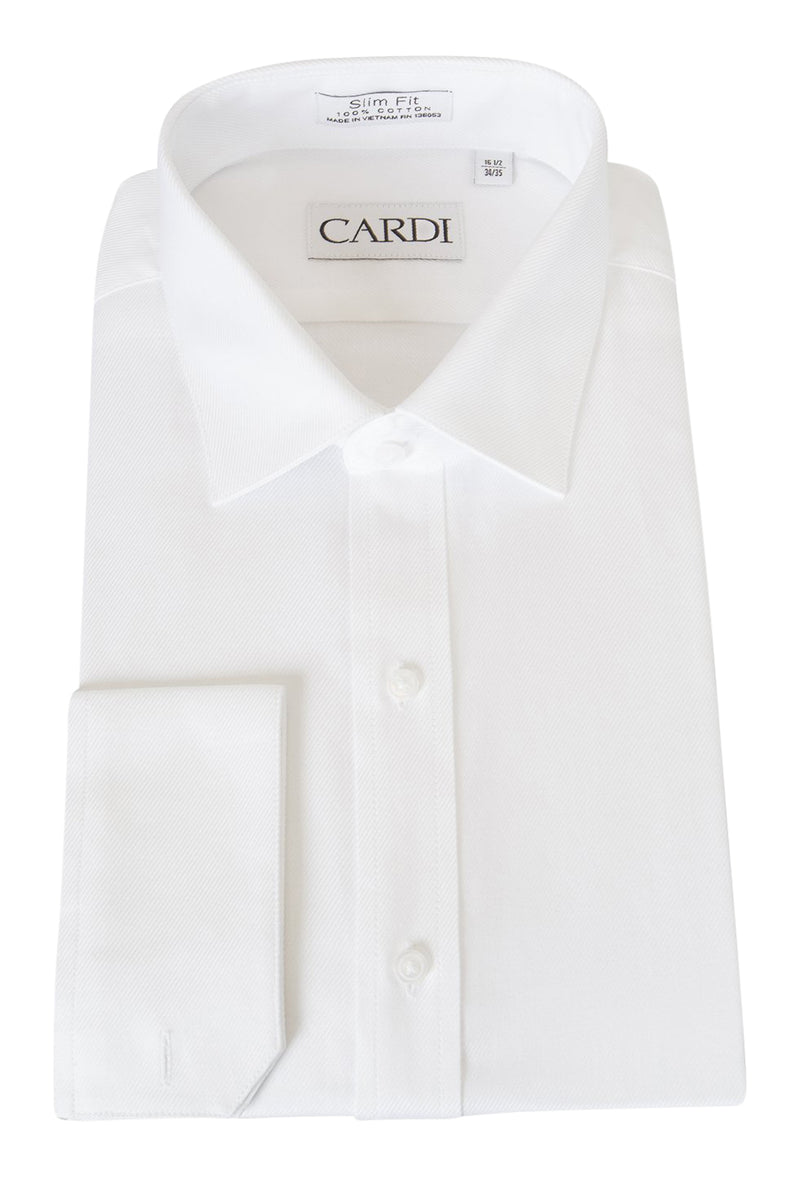 Jamison" White Twill Spread Collar Dress Shirt  CardiFormalWear.com