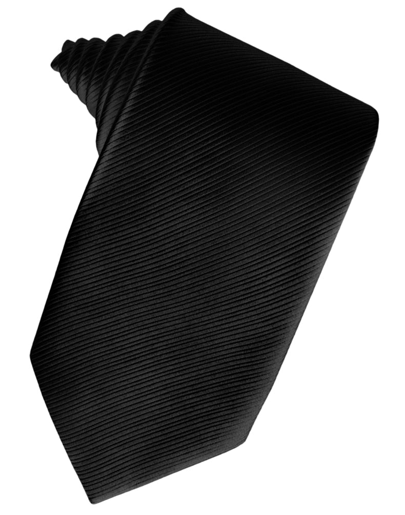 Cristoforo Cardi Black Faille Silk Necktie