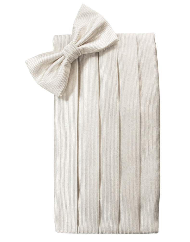 Cristoforo Cardi Ivory Faille Silk Cummerbund & Bow Tie Set