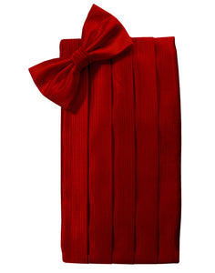 Cristoforo Cardi Red Faille Silk Cummerbund & Bow Tie Set