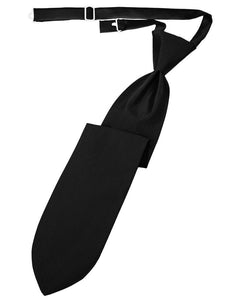 Cardi Pre-Tied Black Herringbone Necktie