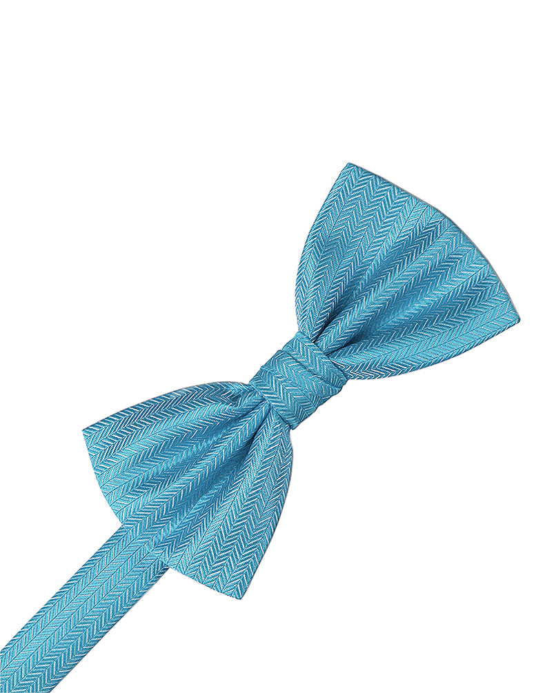 Cardi Blue Ice Herringbone Bow Tie