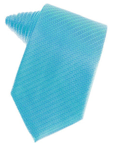 Cardi Self Tie Blue Ice Herringbone Necktie