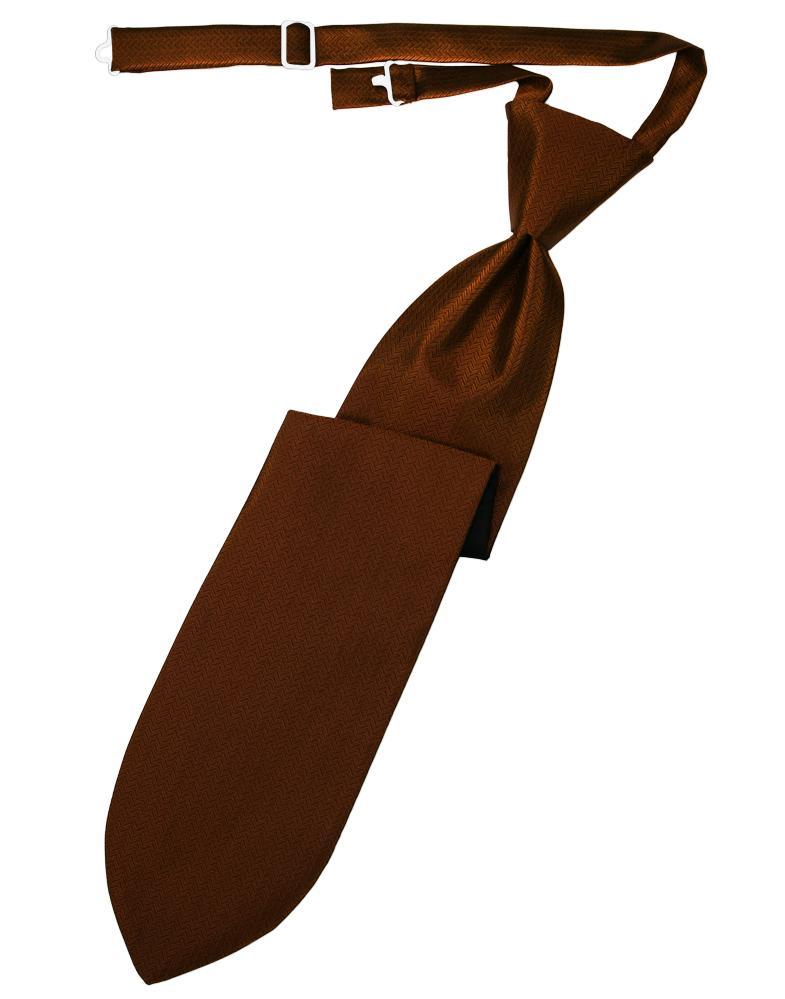 Cardi Pre-Tied Cinnamon Herringbone Necktie