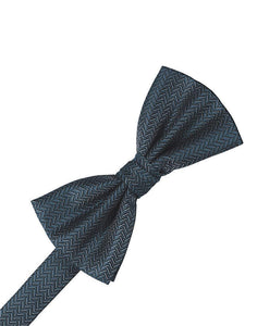 Cardi Haze Blue Herringbone Kids Bow Tie