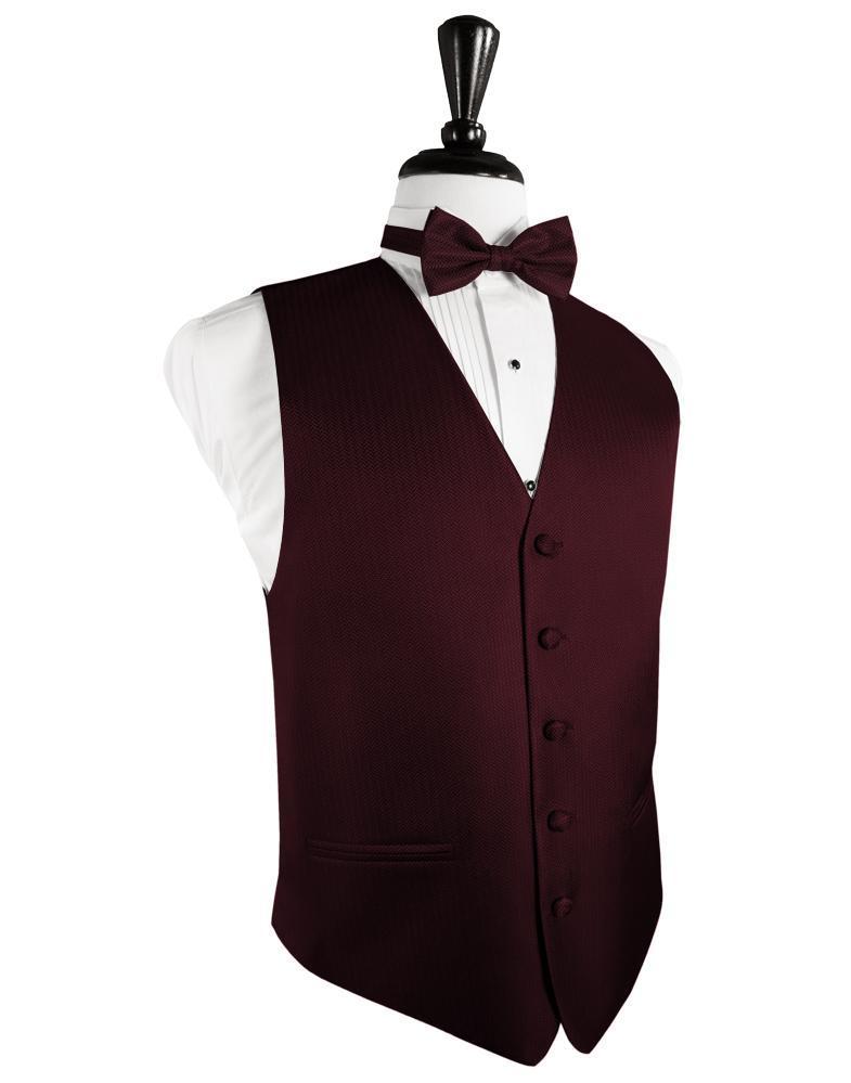 Cardi Merlot Herringbone Tuxedo Vest