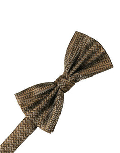 Cardi Mocha Herringbone Kids Bow Tie