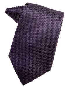 Cardi Self Tie Plum Herringbone Necktie