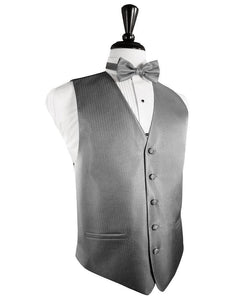 Cardi Silver Herringbone Tuxedo Vest