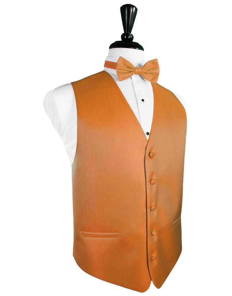 Cardi Tangerine Herringbone Tuxedo Vest