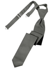 Cardi Pre-Tied Charcoal Luxury Satin Skinny Necktie