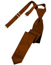 Cardi Pre-Tied Cognac Luxury Satin Skinny Necktie