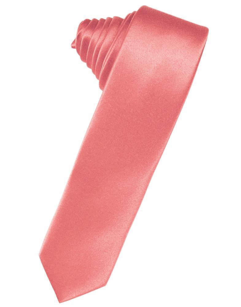 Cardi Self Tie Guava Luxury Satin Skinny Necktie