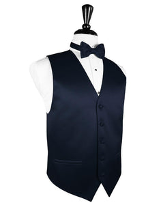 Cardi Midnight Blue Luxury Satin Tuxedo Vest