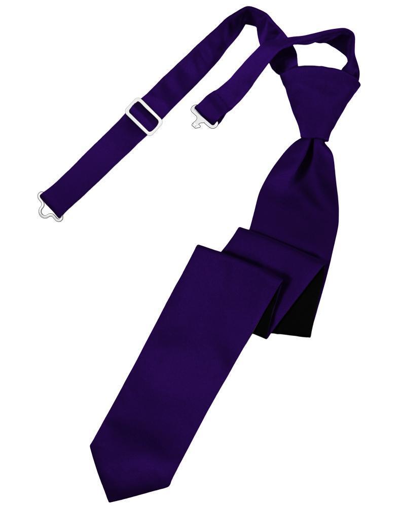 Cardi Pre-Tied Purple Luxury Satin Skinny Necktie