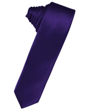 Cardi Self Tie Purple Luxury Satin Skinny Necktie