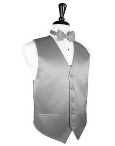 Cardi Silver Luxury Satin Tuxedo Vest