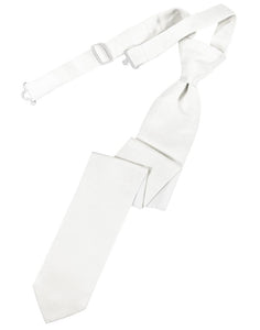 Cardi Pre-Tied White Luxury Satin Skinny Necktie