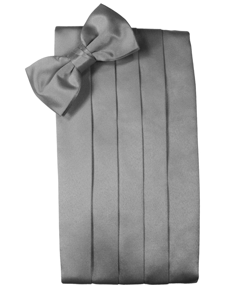 Cristoforo Cardi Silver Noble Silk Cummerbund & Bow Tie Set