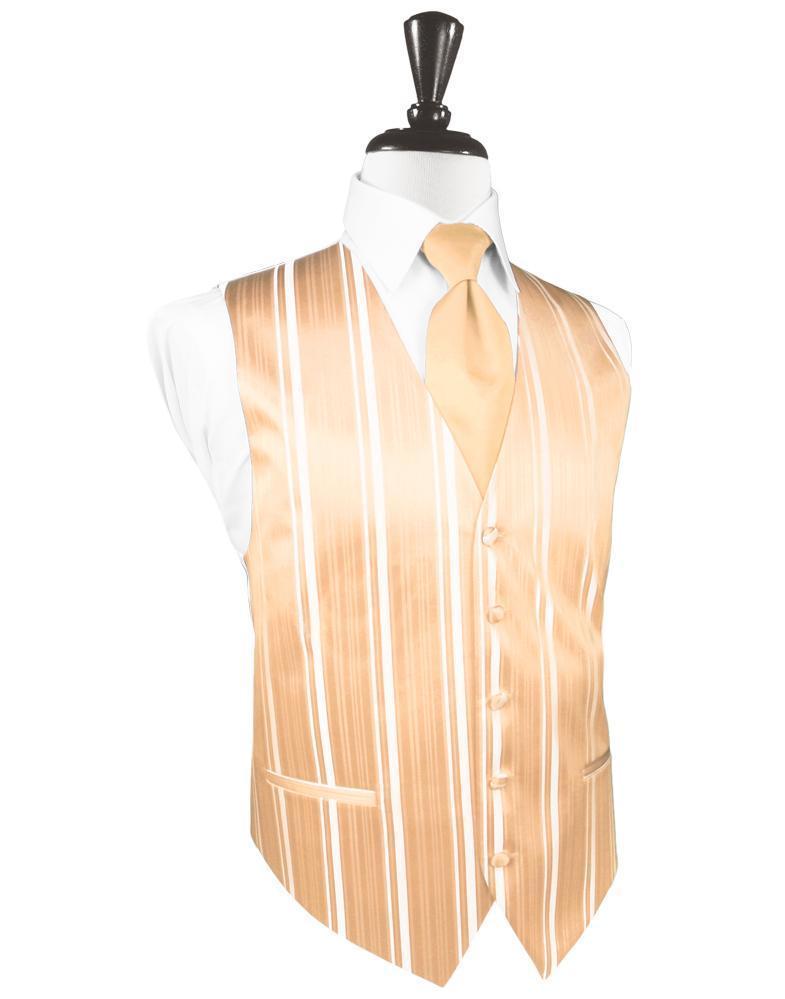 Cardi Apricot Striped Satin Tuxedo Vest
