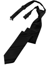 Cardi Pre-Tied Black Striped Satin Skinny Necktie