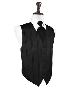 Cardi Black Striped Satin Tuxedo Vest