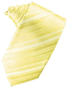 Cardi Self Tie Canary Striped Satin Necktie