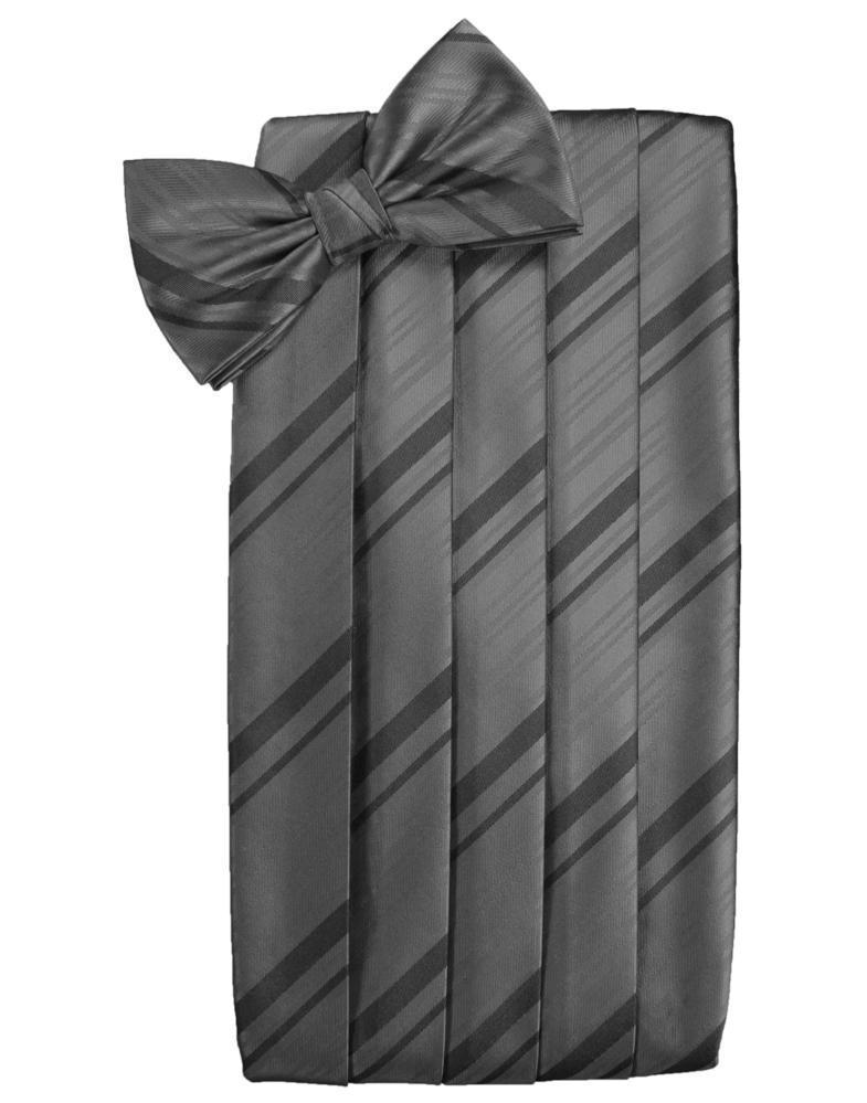 Cardi Charcoal Kids Striped Satin Cummerbund