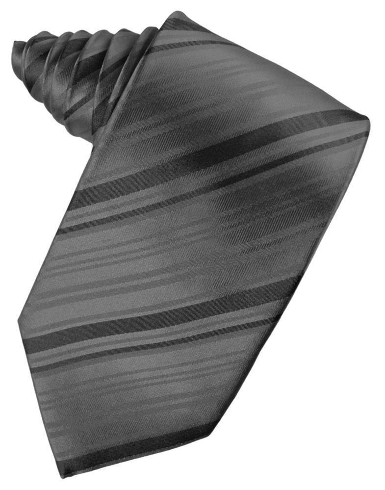 Cardi Self Tie Charcoal Striped Satin Necktie