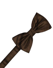 Cardi Pre-Tied Chocolate Striped Satin Bow Tie