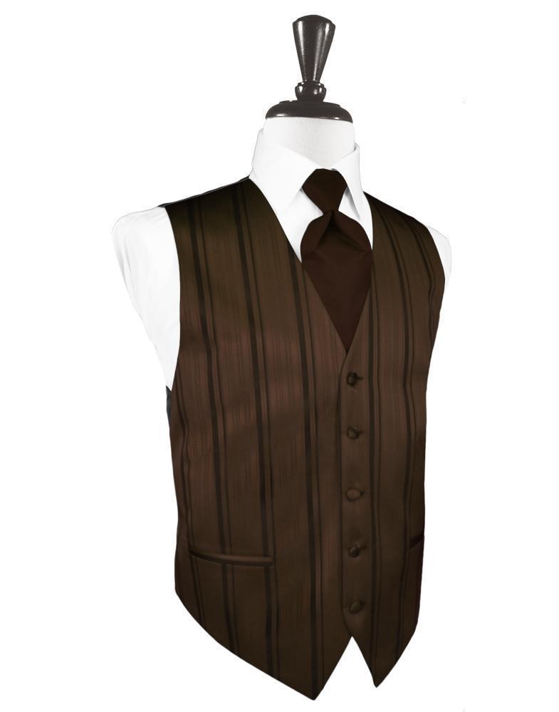 Cardi Chocolate Striped Satin Tuxedo Vest