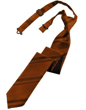 Cardi Pre-Tied Cognac Striped Satin Skinny Necktie