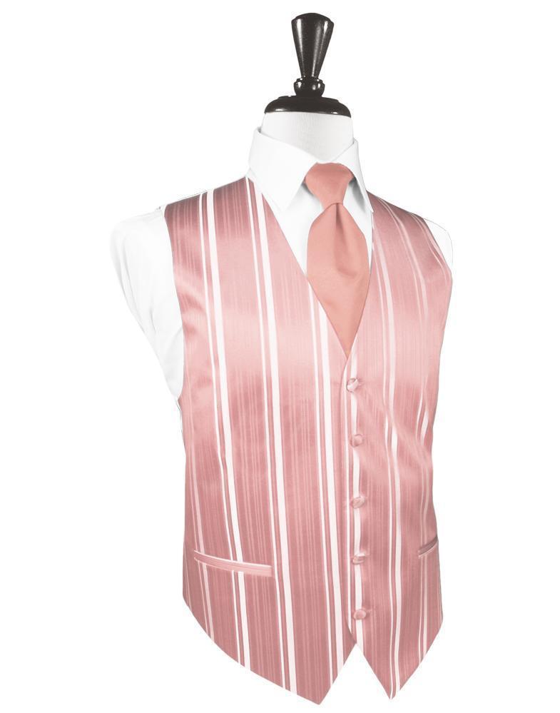 Cardi Coral Striped Satin Tuxedo Vest