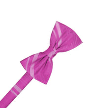 Cardi Pre-Tied Fuchsia Striped Satin Bow Tie