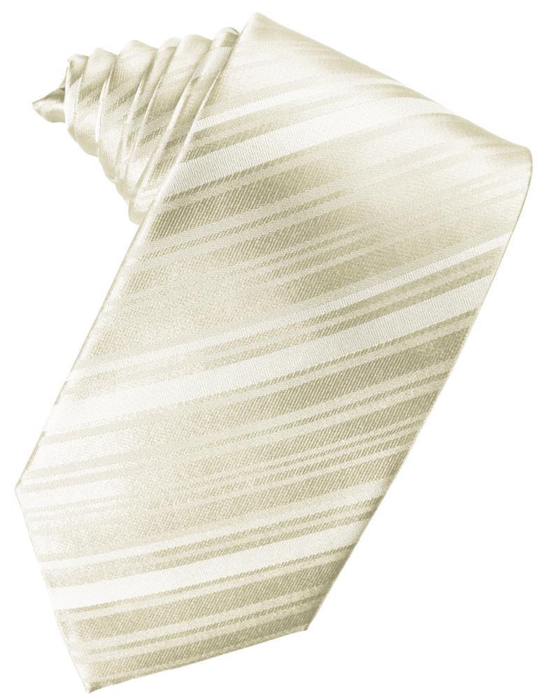 Cardi Self Tie Ivory Striped Satin Necktie