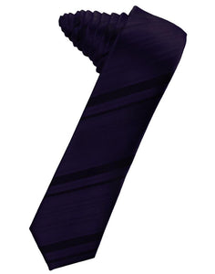 Cardi Self Tie Lapis Striped Satin Skinny Necktie
