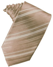 Cardi Self Tie Latte Striped Satin Necktie