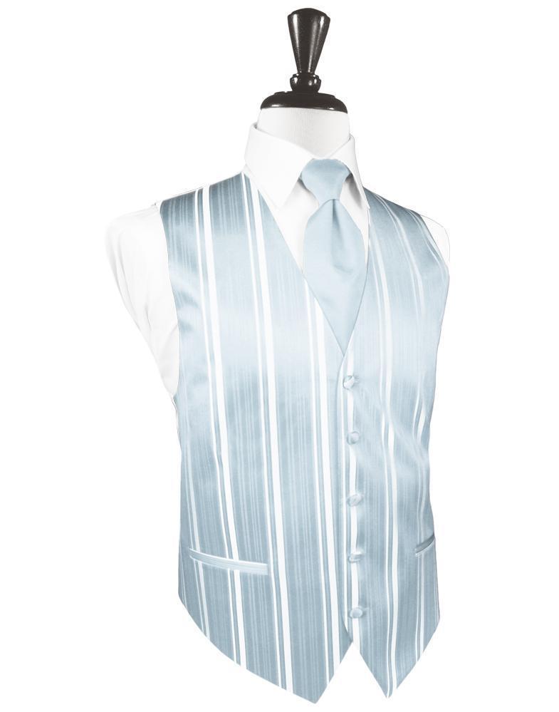 Cardi Light Blue Striped Satin Tuxedo Vest