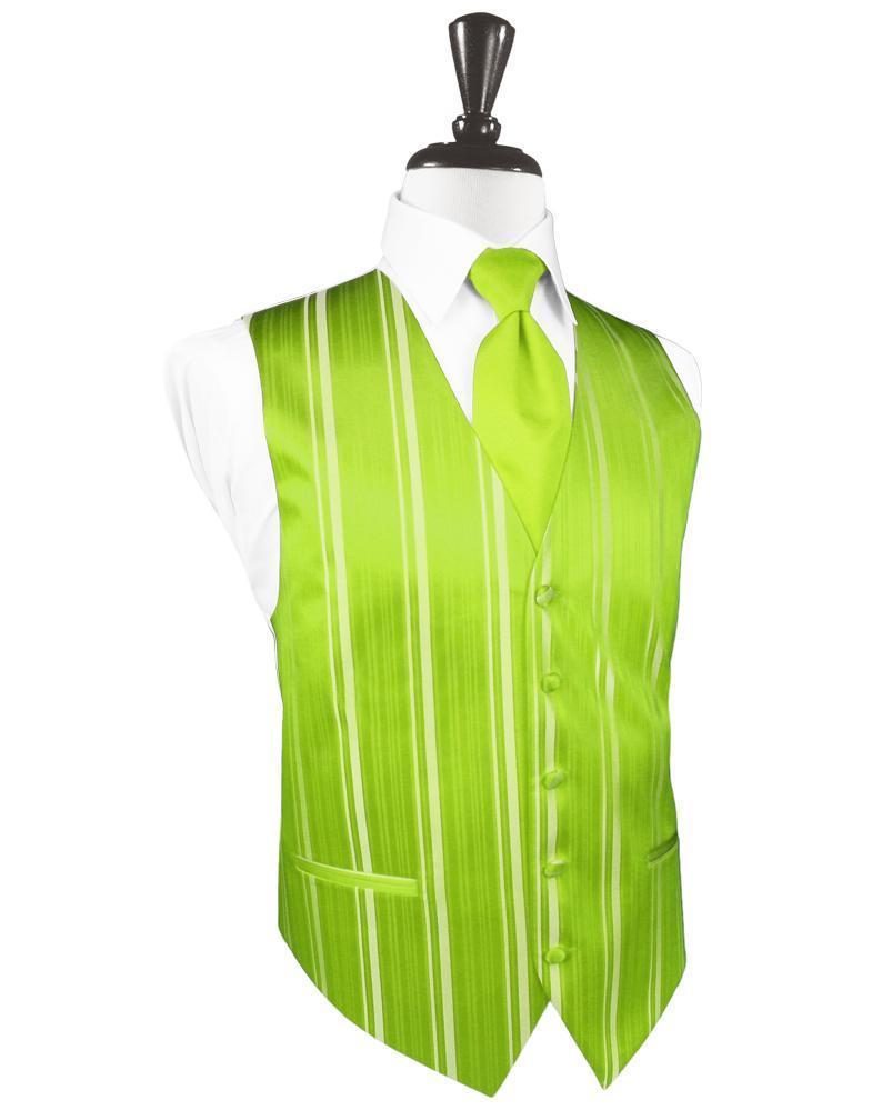 Cardi Lime Striped Satin Tuxedo Vest