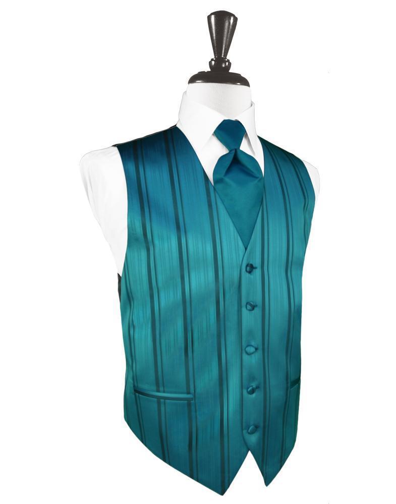 Cardi Oasis Striped Satin Tuxedo Vest