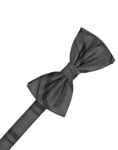 Cardi Pewter Striped Satin Kids Bow Tie