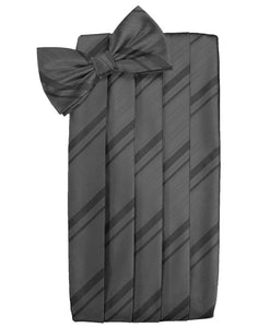 Cardi Pewter Kids Striped Satin Cummerbund