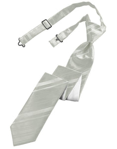 Cardi Pre-Tied Platinum Striped Satin Skinny Necktie