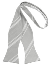 Cardi Self Tie Platinum Striped Satin Bow Tie