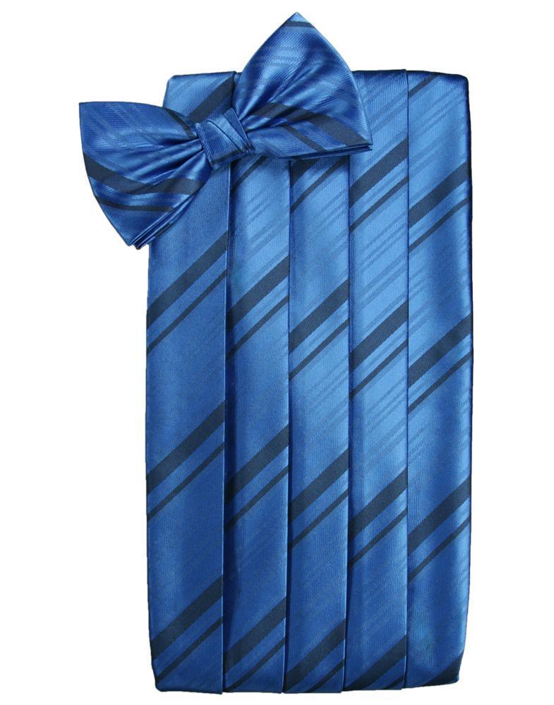 Cardi Royal Blue Striped Satin Cummerbund