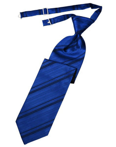 Cardi Pre-Tied Royal Blue Striped Satin Necktie
