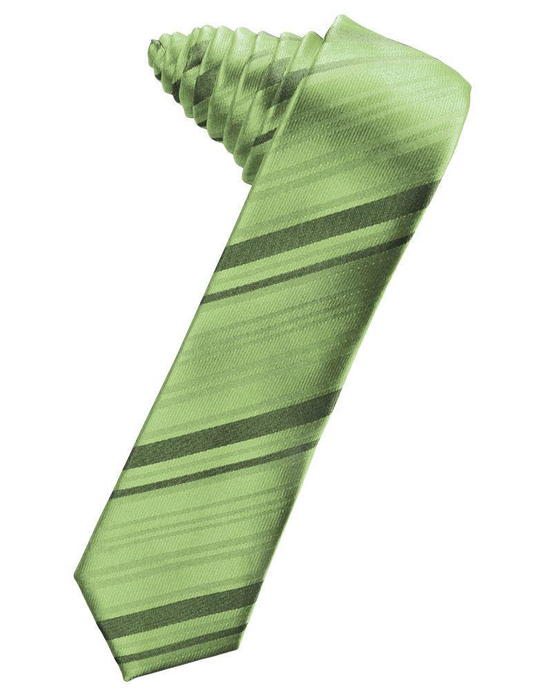 Cardi Self Tie Sage Striped Satin Skinny Necktie