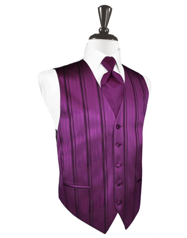 Cardi Sangria Striped Satin Tuxedo Vest