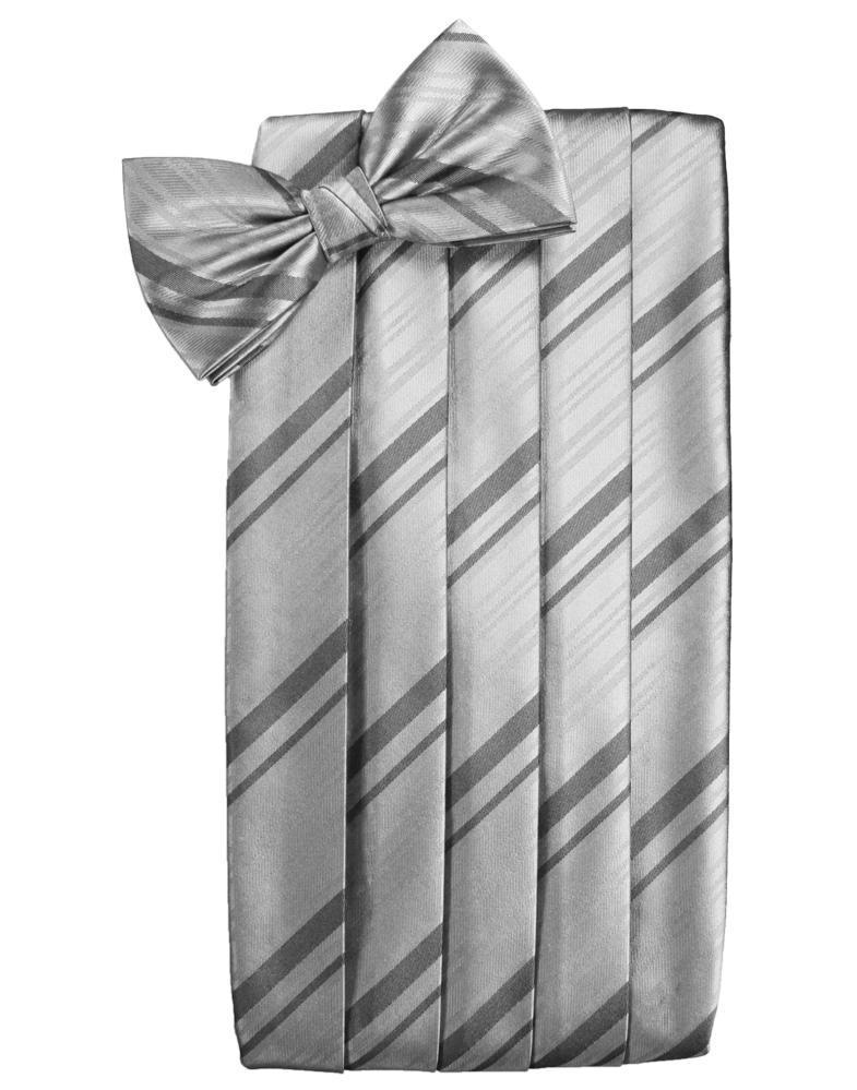 Cardi Silver Striped Satin Cummerbund